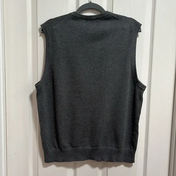 Lands End Mens 100% Supima Cotton V Neck Pullover Sweater Vest Gray Size Medium - Picture 4 of 8